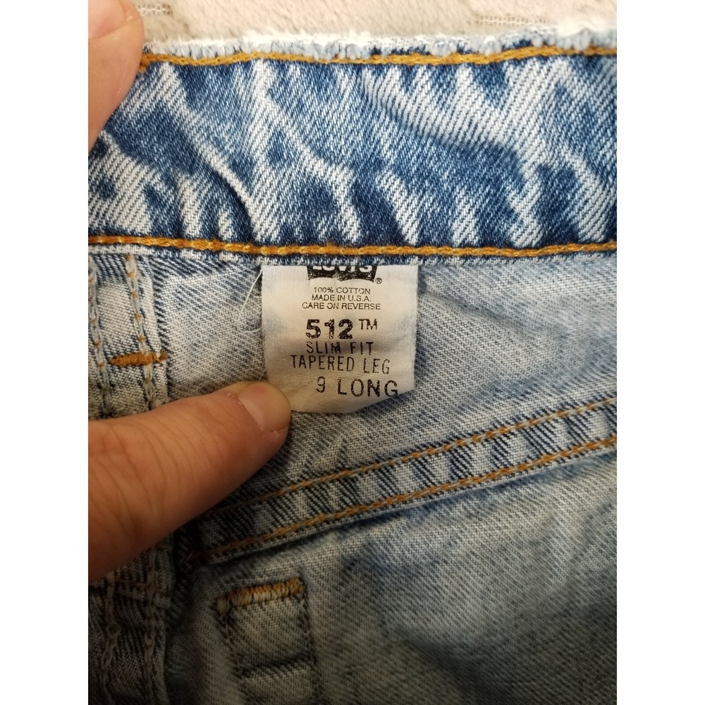 VTG Levis 512 High Rise Slim Tapered Jeans 26x32 USA Custom Painted Floral Faces - Picture 7 of 16